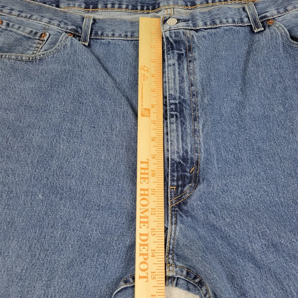 Levis‎ 550 Jeans Mens 52x32 Blue Denim Relaxed Tapered Leg Water Less Distressed